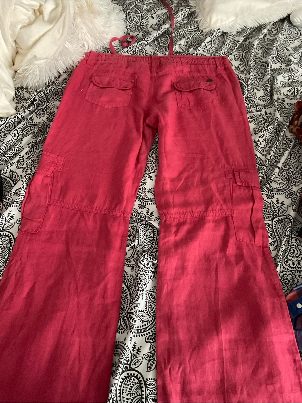Guess Women's Hot Pink Wide-Leg Cargo Pants